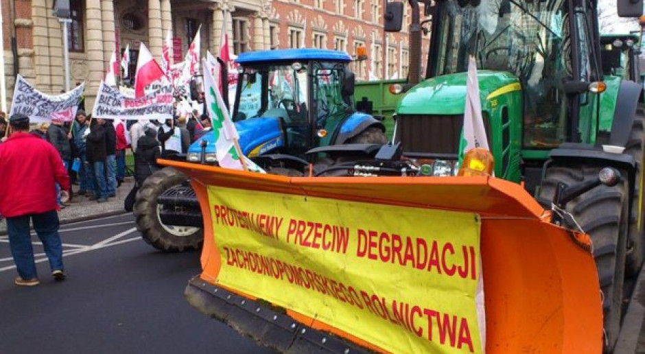Protest związkowców i rolników w Szczecinie