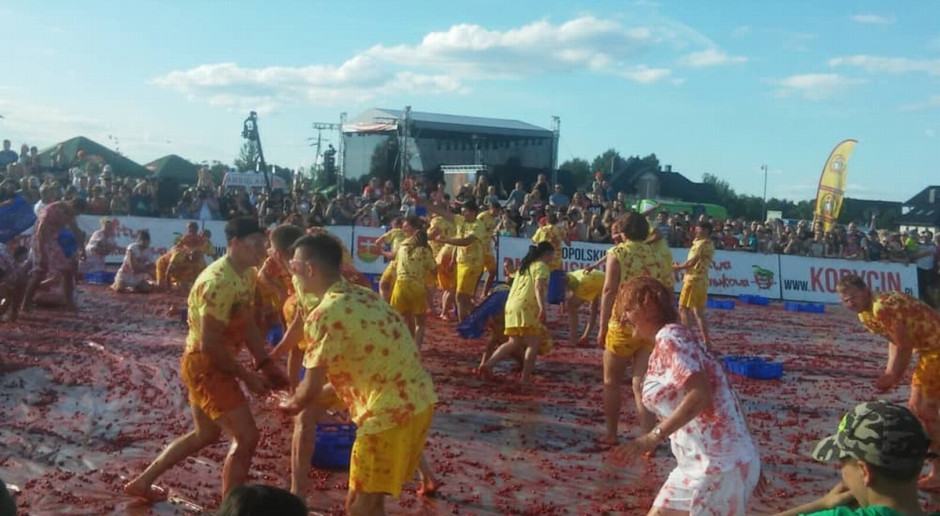 Truskawkowa bitwa podczas XX Dni Truskawki 28.06.2015, fot. goksitkorycin.naszdomkultury.pl Dziś w Korycinie królową jest truskawka