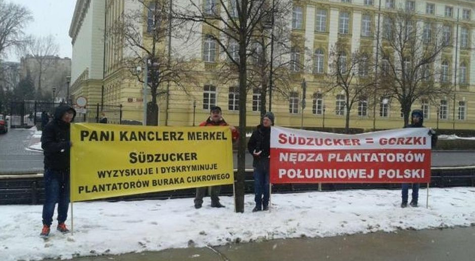 Podczas wczorajszej pikiety; fot. org. Merkel obiecała interwencję w sprawie Suedzucker