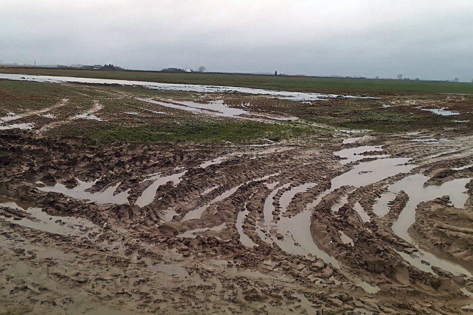 Tak wyglądające na polach miejsca wjazdu i wyjazdu sprzętu rolniczego to bardzo częsty widok; Fot. A. Kobus
