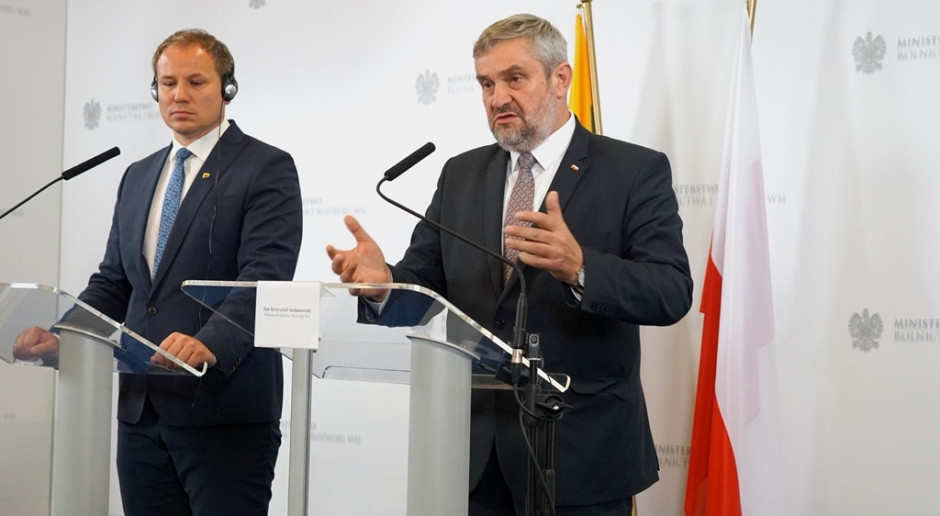 Fot. Minister Jan Krzysztof Ardanowski oraz minister Giedrius Surplys podczas konferencji prasowej; Fot. MRiRW Ardanowski: Nie wolno dążyć do zmniejszenia budżetu Wspólnej Polityki Rolnej