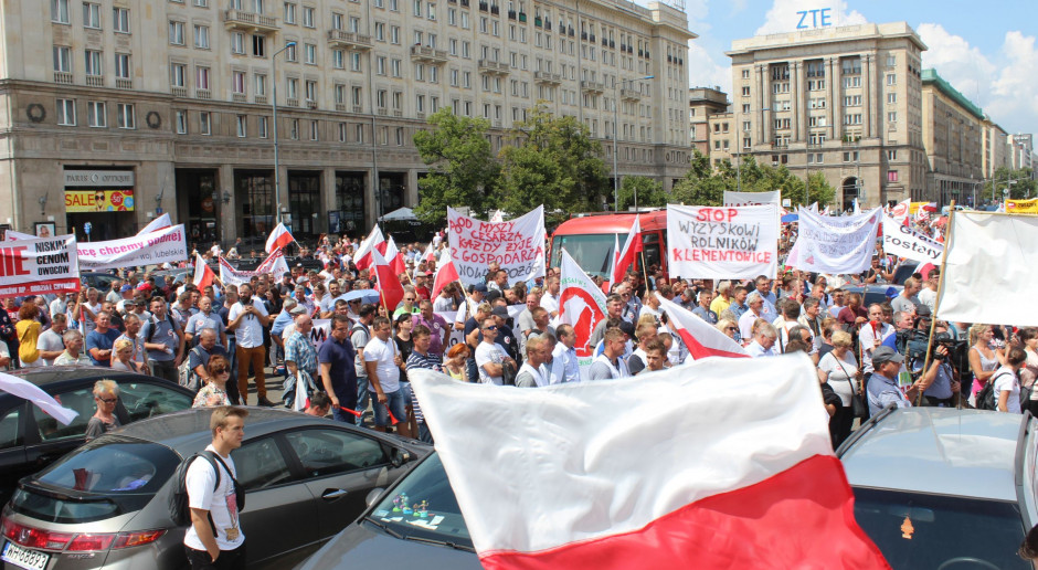 Rolnicy na ulicach Warszawy - nie godzą się na postępującą likwidację rodzinnych gospodarstw fot. I.Dyba Gospodarstwa rodzinne są zagrożone