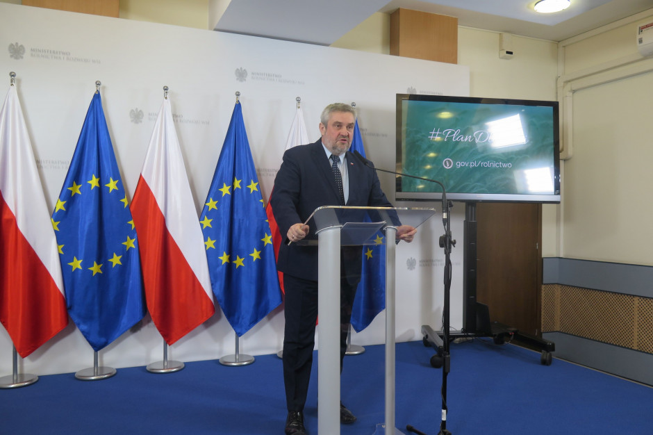 Minister Jan Krzysztof Ardanowski podczas dzisiejszej konferencji; fot. Małgorzata Tyszka