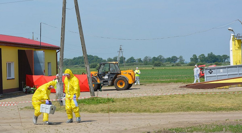 Manewry służb na wypadek ASF odbywały się na terenie gospodarstwa rolnego Agro Pool Prima w Orłowie, fot. Policja Pomorskie służby ćwiczą procedury na wypadek ASF
