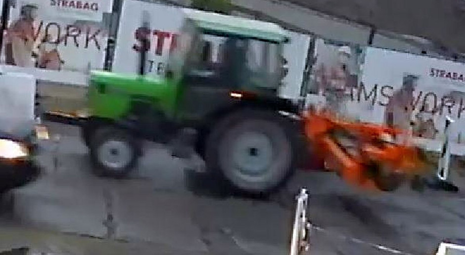 Zdjęcie skradzionego pojazdu zrobione przez kamery monitoringu, Foto: Policja Poszukiwania skradzionego ciągnika rolniczego