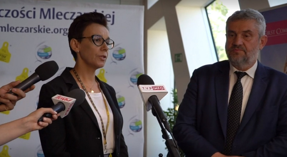 Agnieszka Maliszewska, dyrektor Polskiej Izby Mleka oraz Jan Krzysztof Ardanowski Minister Rolnictwa i Rozwoju Wsi W sytuacji trudności sektora mleczarskiego najbardziej pokrzywdzeni zostaną rolnicy