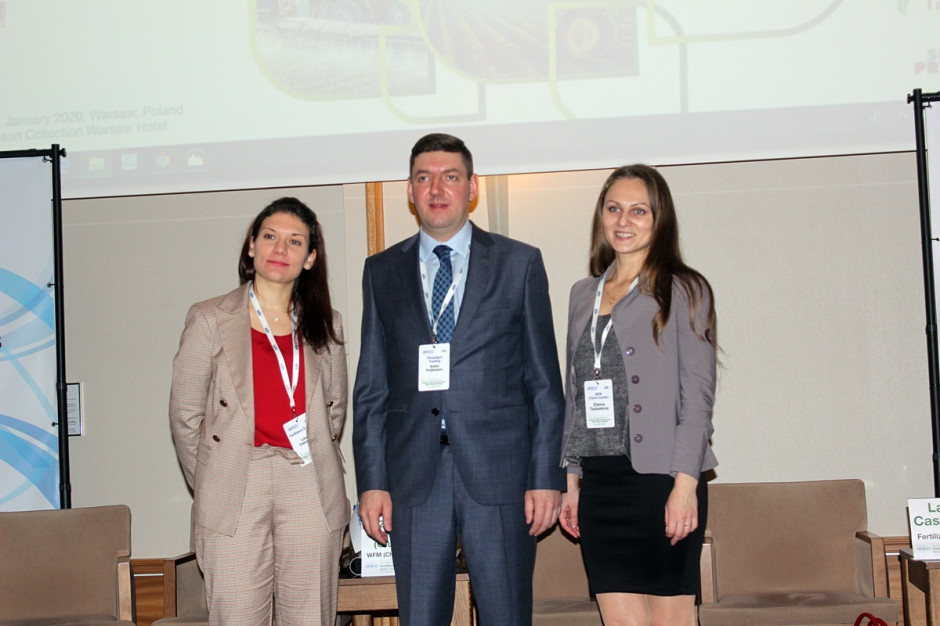 Od lewej: Laura Casuscelli (Fertilizers Europe), Artem Polikarpov (PhosAgro), Zhanna Glushko (WFM, Chem-Courier) Fot. A. Kobus