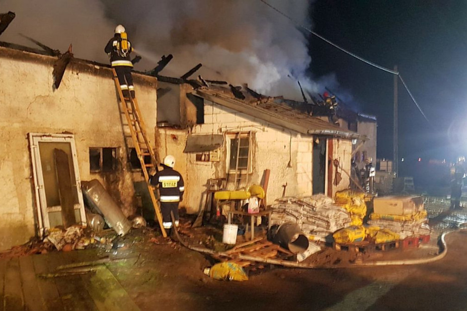 We wsi Jagoty pod Lidzbarkiem Warmińskim spaliła się stodoła, Foto: KP PSP Lidzbark Warmiński