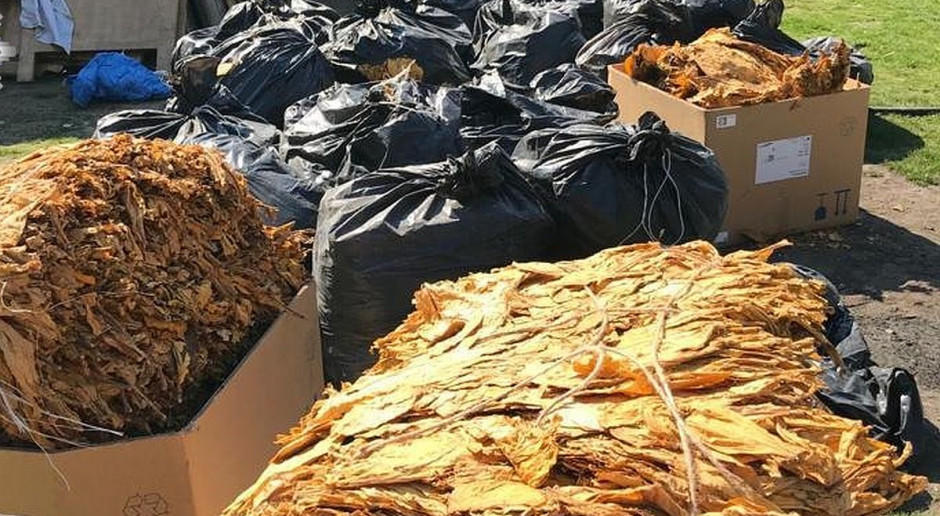 Policjanci ujawnili w stodole m.in. 500 kg nielegalnego suszu tytoniowego, Foto: Policja Nielegalna wytwórnia wyrobów akcyzowych w gospodarstwie
