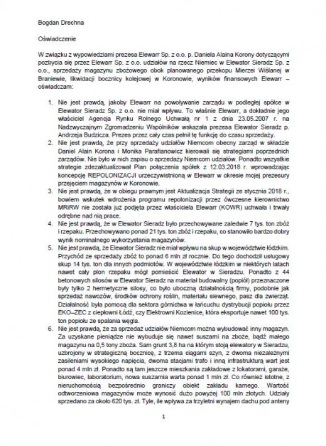 Oświadczenie Bogdana Drechny