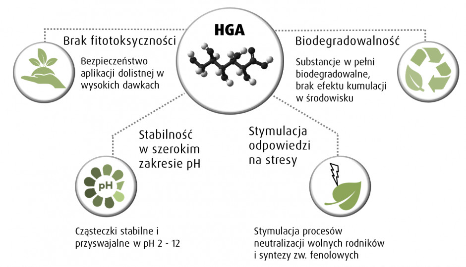Rys. 4 Zalety stosowania chelatów HGA w nawożeniu roślin.