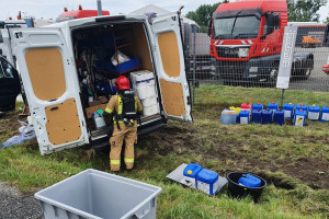 Wypadek auta wiozącego środki do mycia dojarek