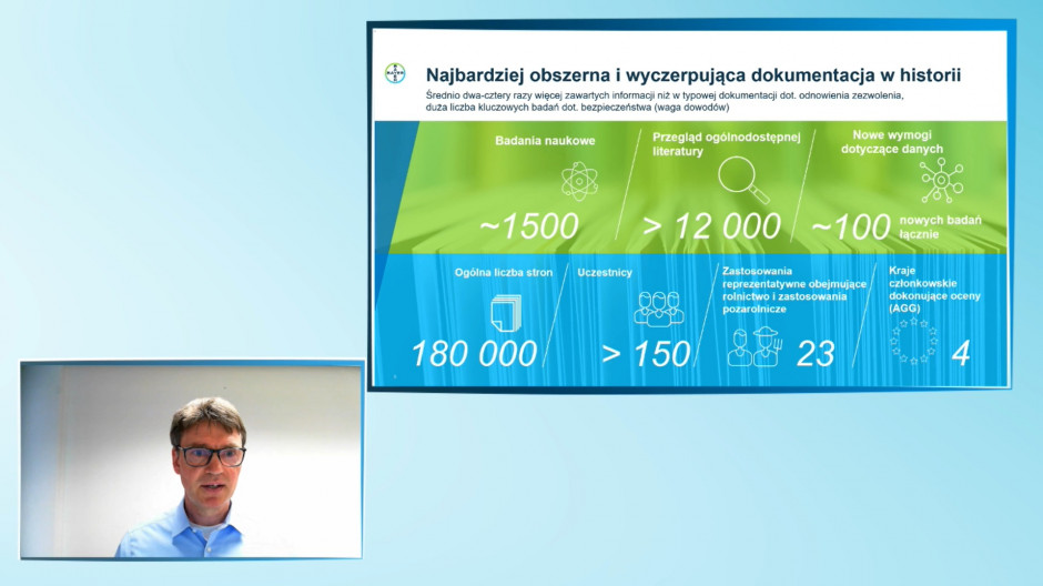 Dr Krystian Kather, kierownik do spraw glifosatu w UE, Dział regulacyjny, firma Bayer, podczas prezentacji aktualności na temat glifosatu w UE, przekonywał, że glifosat to najbardziej przebadana substancja czynna na świecie.