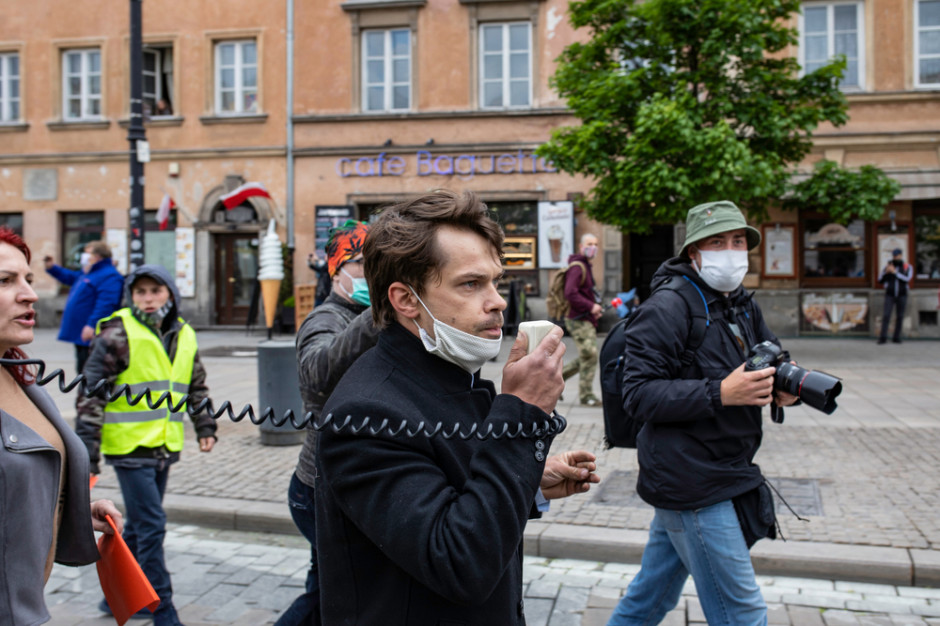 Michał Kołodziejczak podczas protestów w Warszawie, fot. Szymon Mucha/Shutterstock