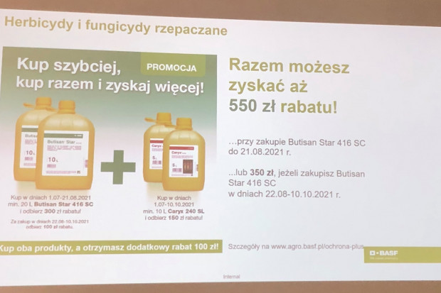 Oferta promocyjna na zakup herbicydów i fungicydów rzepaczanych od BASF (fot. JŚ-S).