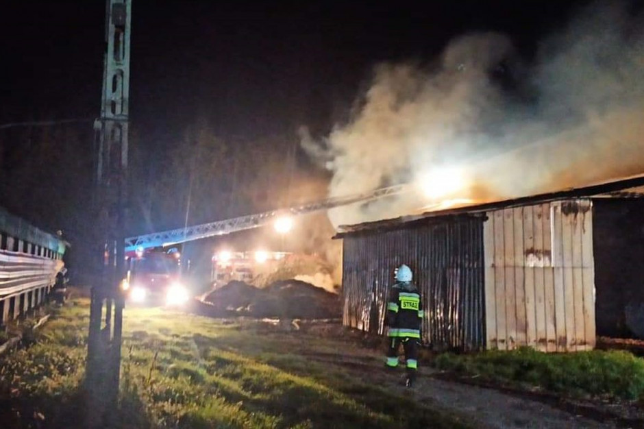 Wskutek podpalenia na fermie spłonęła stodoła, Foto: PSP Żyrardów