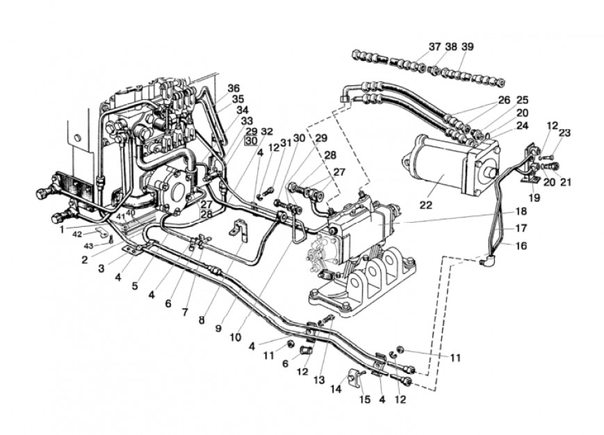 Schemat instalacji hydraulicznej ciągnika MTZ-82 rys. katalog Belarus