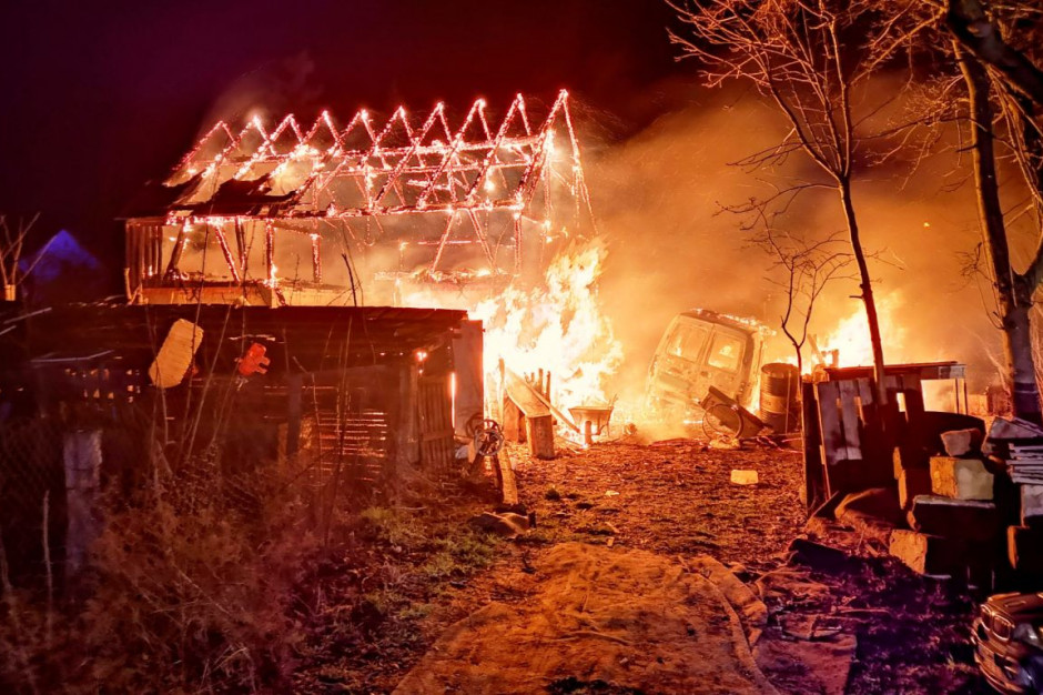 Budynek z wyposażeniem spłonął doszczętnie, Foto: OSP Cybinka