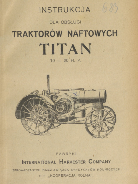Instrukcja obsługi ciągników Titan, na których wzorowano się konstruując polski traktor, fot. Biblioteka Narodowa  
