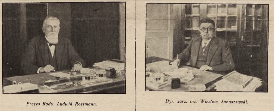 Inż. Ludwik Rossman i inż. Wiesław Januszewski w 1928 r., fot. skan Kuryera Ekonomicznego & Akcyjnego, Nr 11/12, 1928r. 