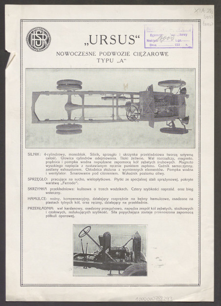 Prospekt reklamowy Ursusa A. Samochód wykonywano jako podwozie do zabudowy - resztę wykonywały specjalistyczne firmy takie jak: Bielany czy CWS, fot. Biblioteka Narodowa / Polona