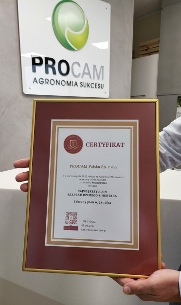 Certyfikat potwierdzający rekord Fot. PROCAM