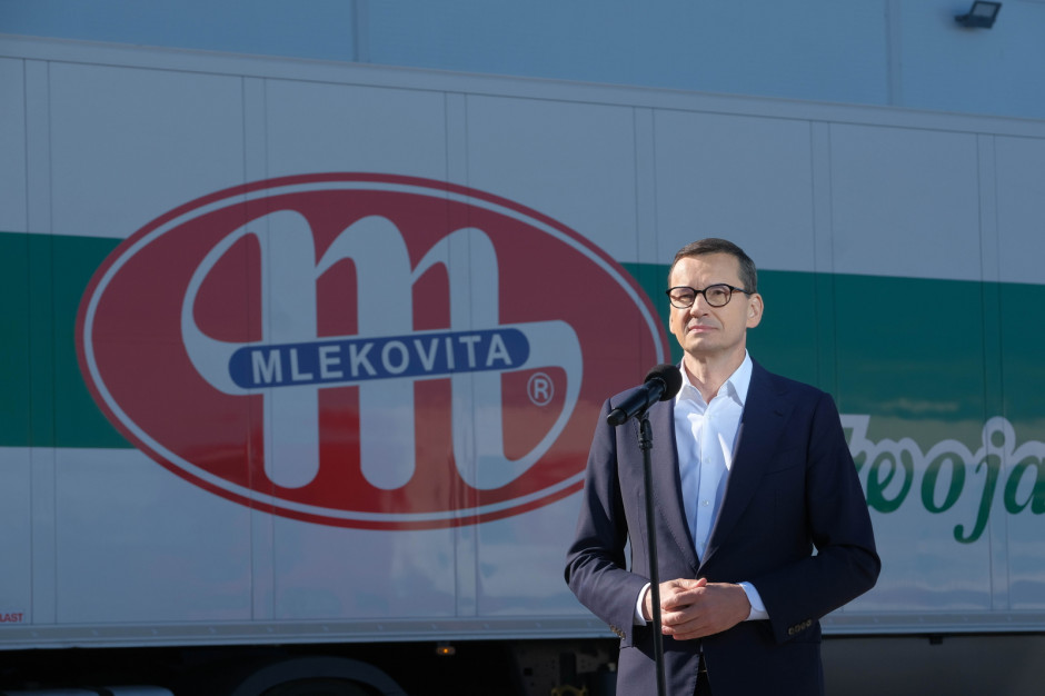 Premier Morawiecki odwiedził Mlekovitę, fot. PAP/Mateusz Marek