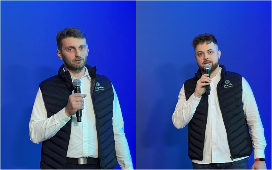 Dmytro Shemet, CEO Cropwise Operations ( z lewej) oraz Dominik Szymborski, ekspert Syngenty ds. rolnictwa cyfrowego Fot. AK
