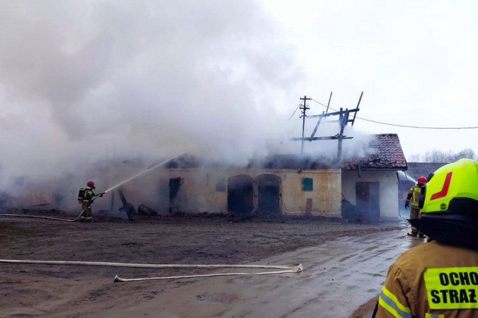 Oborę w Rokitniku gasiło 9 zastepów strażaków, Foto: OSP Troszkowo