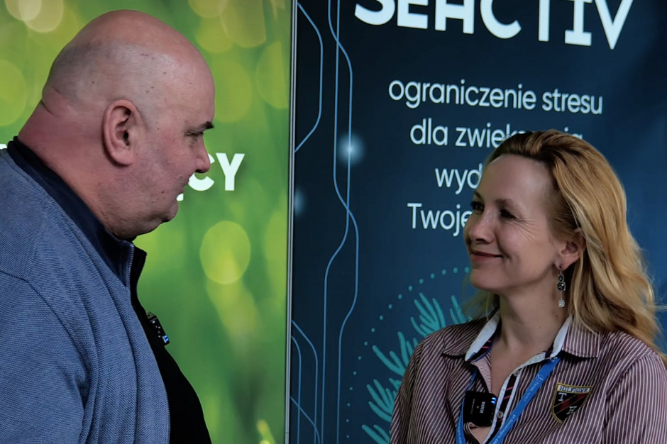 Radosław Iwański , redaktor naczelny magazynu Farmer, w rozmowie z Agatą Stolarską - prezeską Timac Agro, fot. PTWP