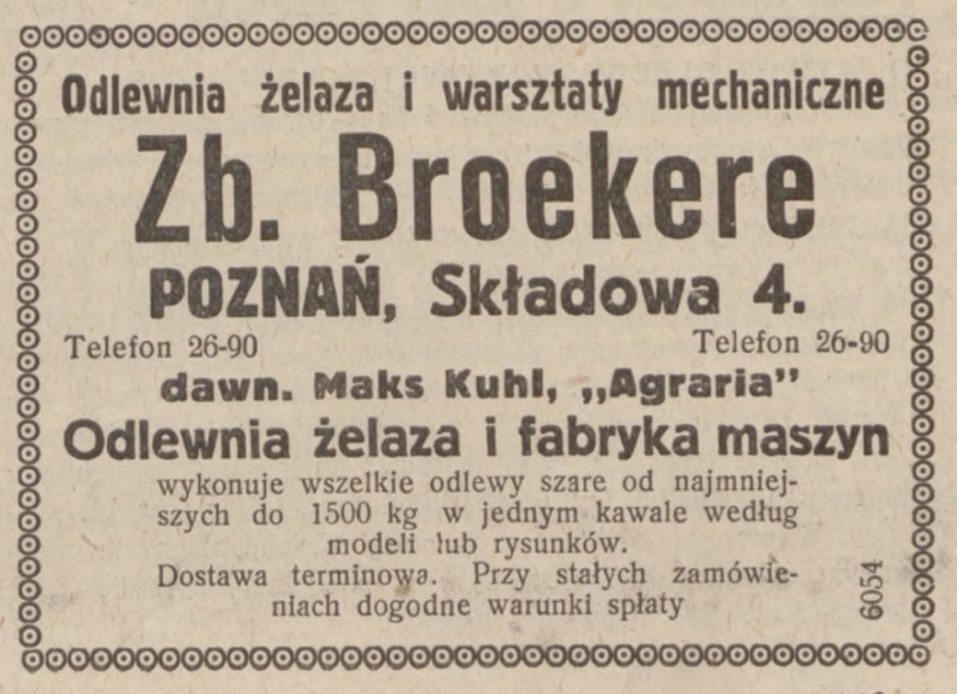 Reklama firmy Zbigniewa Broekerego w piśmie 