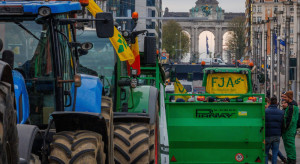 Agricultural protest in Brussels.  Columns of tractors entered the city center