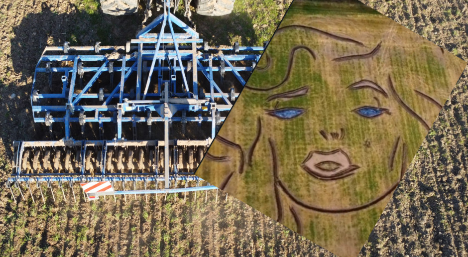 Gigantyczny portret Marilyn Monroe, wykonany traktorem z pługiem i broną