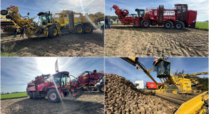 Kombajny na polu, problemy branży na tapecie. Tak kopali buraki w Kobylnikach